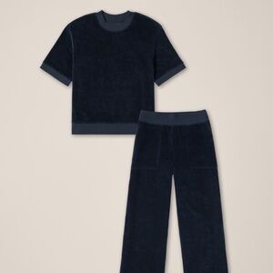 Pact Organic Pure Velour Unwind Set, size small, teal